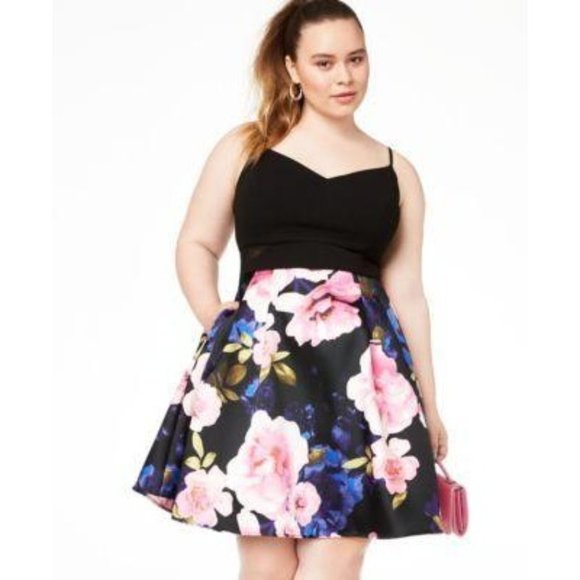 B Darlin Dresses & Skirts - Fit & Flare Floral Dress 16W Spaghetti Straps